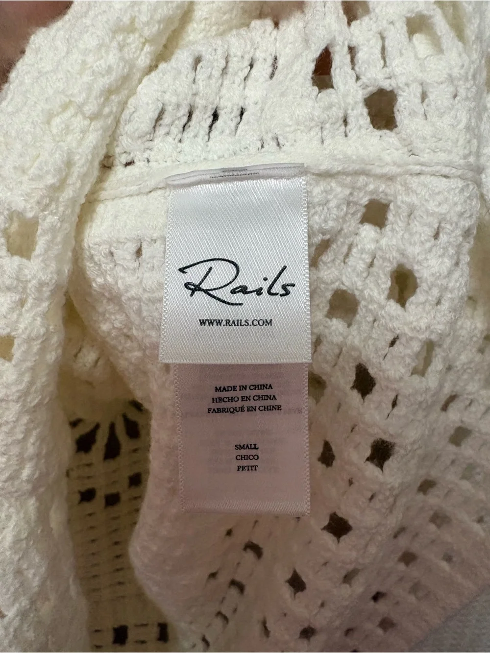 Rails Patmos Sweater Ivory White Cream Crochet Knit Size Small NWT New